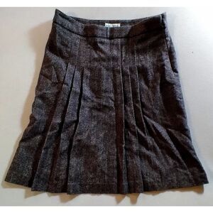 BANANA REPUBLIC WOOL BLEND CHARCOAL PLEATED ZIP SIDE SKIRT GRAY SIZE 2